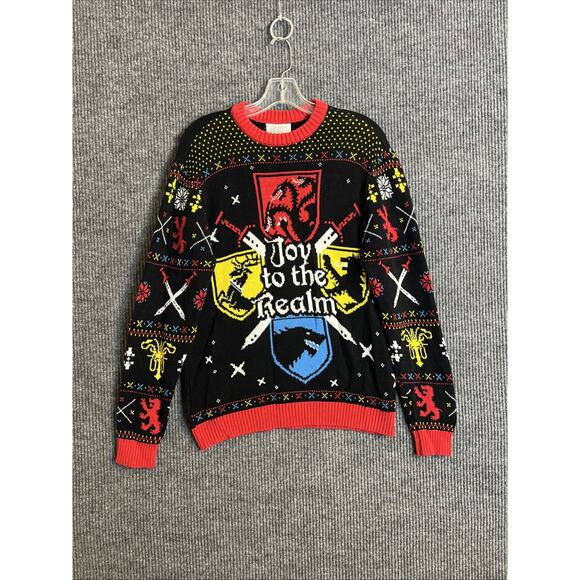 Game Of Thrones Mens Ugly Christmas Sweater Sz Large Joy To The Realm Crew Neck - Picture 1 of 6